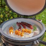 Barbecue mini kamado céramique charbon de bois Drago diamètre 34 cm anthracite chariot avec tablettes