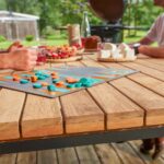 Table de jardin fixe 6 personnes teck aluminium anthracite Sirokos