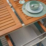 Table de jardin extensible 8 personnes aluminium blanc eucalyptus Oris