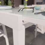 Table de jardin extensible 10 personnes verre aluminium blanc Lyra II
