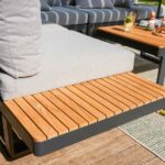 Salon de jardin d'angle 5 personnes teck aluminium anthracite Persea