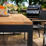 Table de jardin teck fixe 8 personnes aluminium anthracite Persea