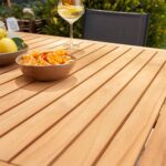 Table de jardin teck fixe 8 personnes aluminium anthracite Persea