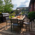 Table de jardin teck extensible 10 personnes aluminium anthracite Persea