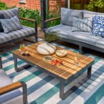Table basse de jardin teck rectangulaire aluminium anthracite Persea