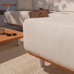 Méridienne teck sofa 1 personne aluminium blanc Duna