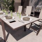 Table de jardin extensible 10 personnes verre aluminium mocka Lyra II