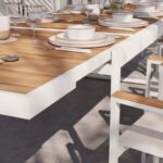 Table de jardin teck extensible 10 personnes aluminium blanc Persea