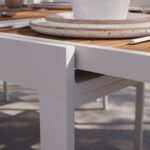 Table de jardin teck extensible 10 personnes aluminium blanc Persea