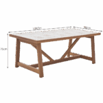 Table de jardin fixe 6 personnes céramique aluminium effet bois Gaia