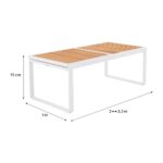 Table de jardin teck extensible 10 personnes aluminium blanc Persea
