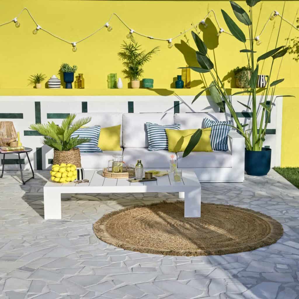 Table basse de jardin aluminium Lagun 143x80cm blanc