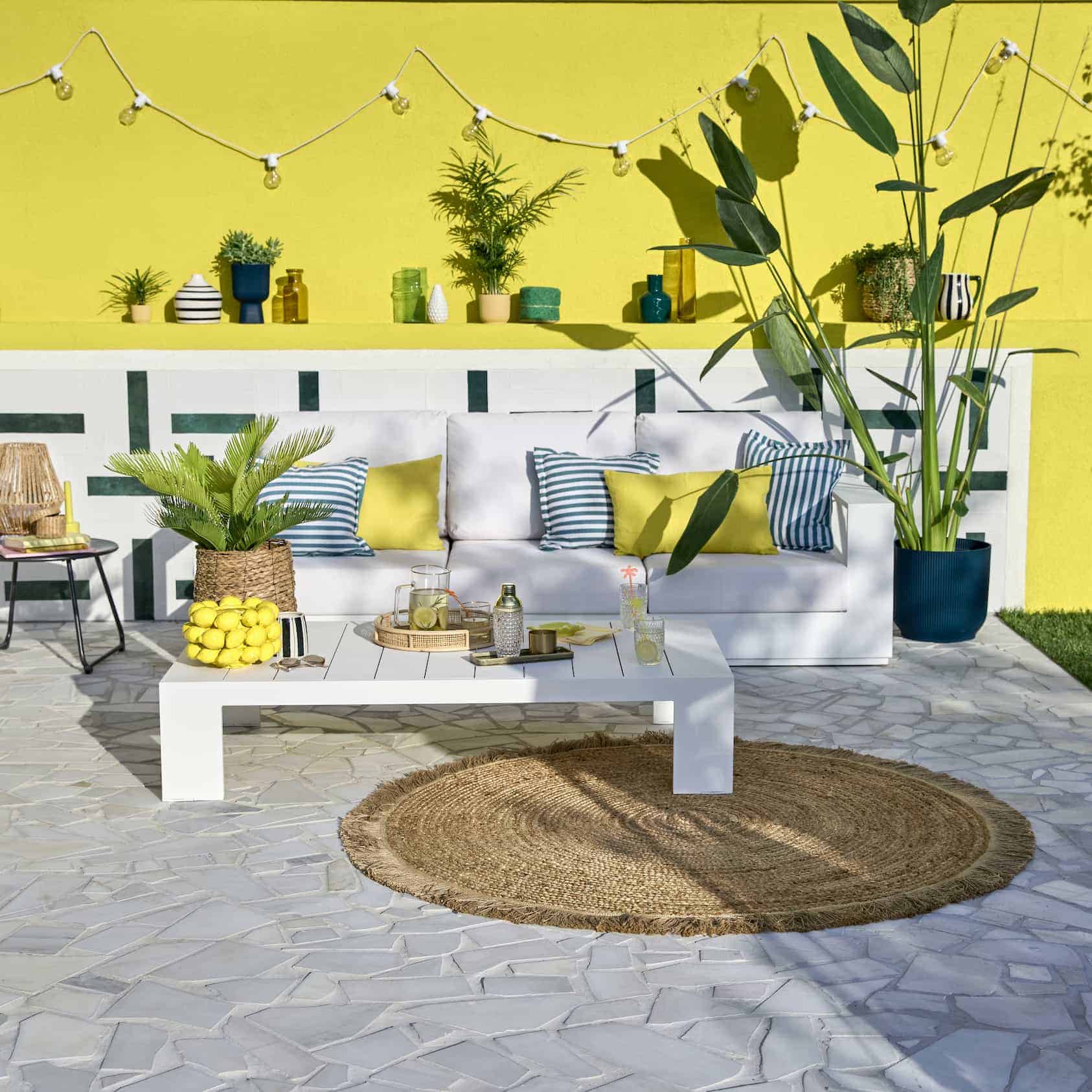 Table basse de jardin aluminium Lagun 143x80cm blanc