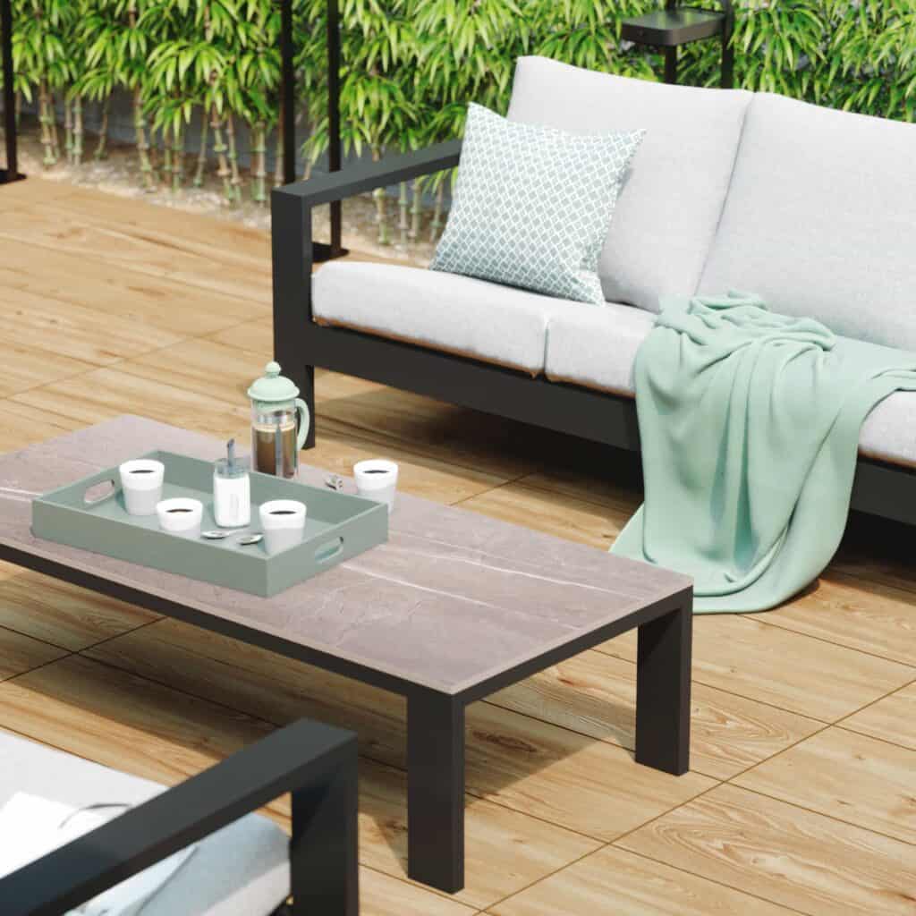 Salon bas de jardin aluminium Olympia 5 places anthracite