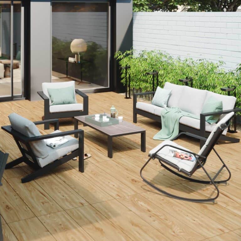 Salon bas de jardin aluminium Olympia 5 places anthracite