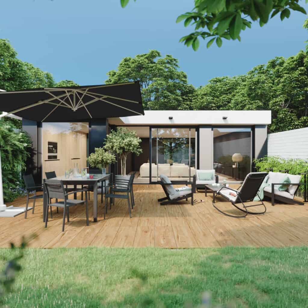 Salon bas de jardin aluminium Olympia 5 places anthracite