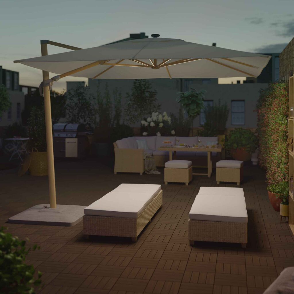 Chapéu de sol 290x290cm branco Sonora Led