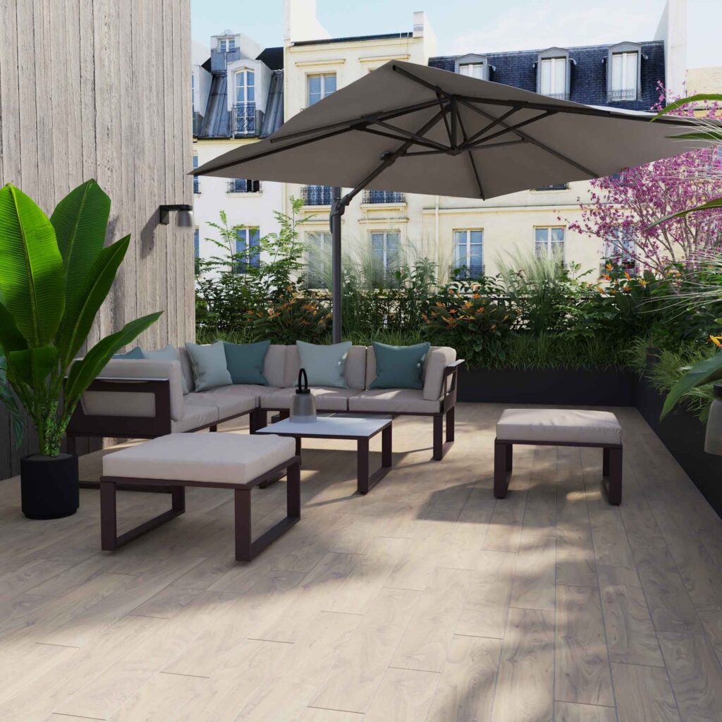 Chapéu de sol 290x290cm taupe Sonora Led