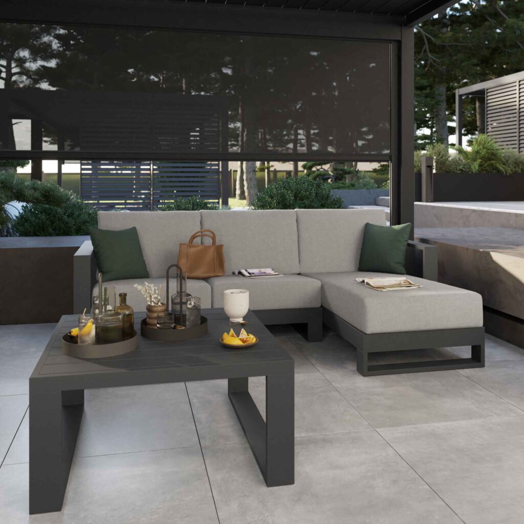 Sofá de jardim alumínio para 2 pessoas cinzento Athena