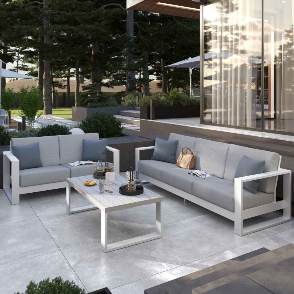 Sofá de jardim alumínio para 2 pessoas branco Athena