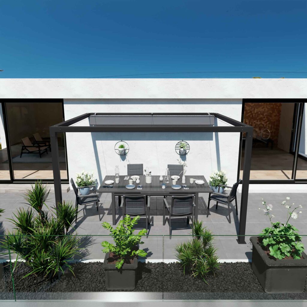 Mesa de jardim 10 pessoas extensível de alumínio antracite 180/240x100cm Odyssea II