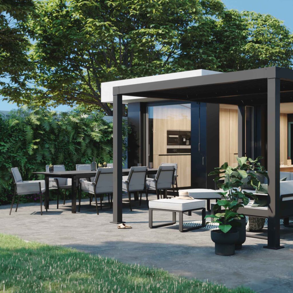 Mesa de jardim extensível 10 pessoas de alumínio antracite 256/320x100cm Odyssea Premium