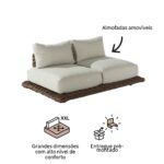 Sofá jardim relax rattan alumínio 2 pessoas bege Maya