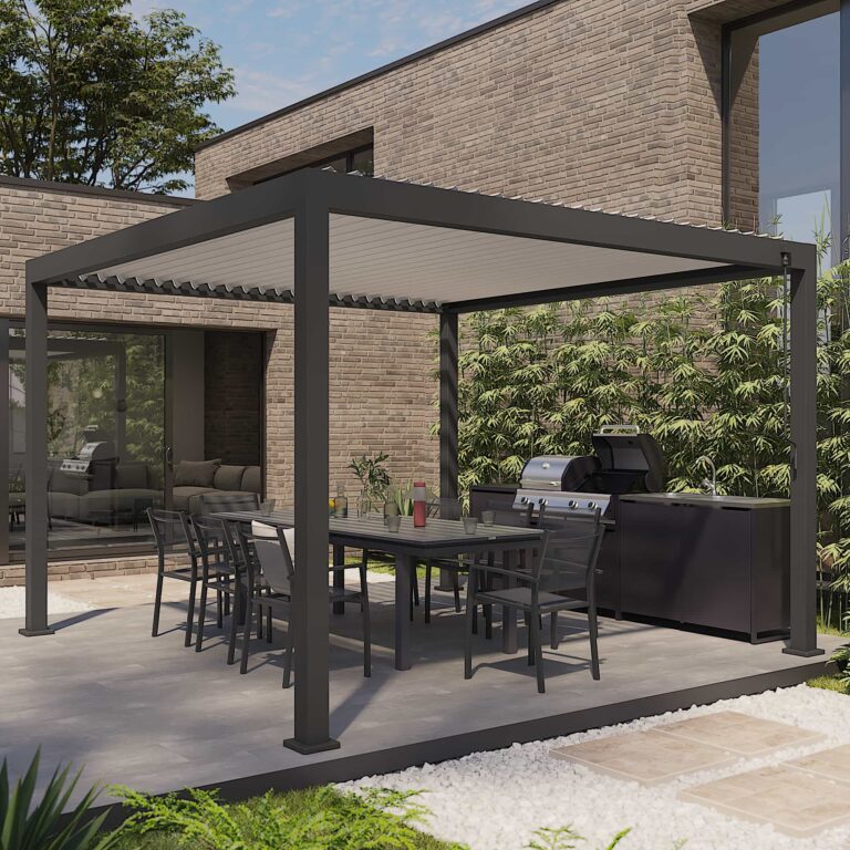 Pérgola bioclimática autoportante manual de alumínio Clima Astra