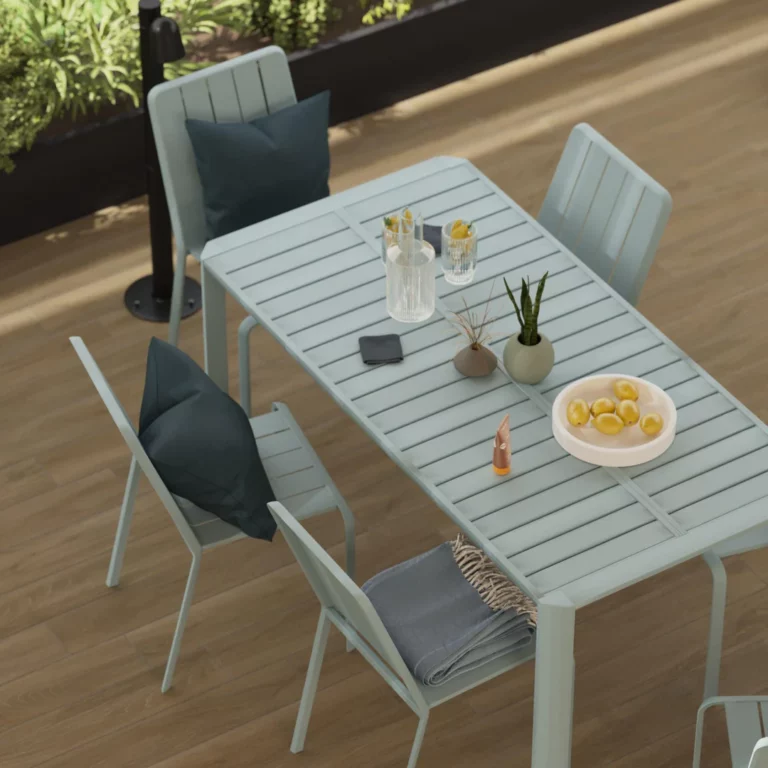 Silla comedor aluminio Idaho Azul claro