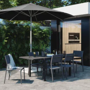 Sombrilla central Aura II 394x394, gris oscuro