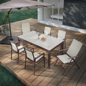 Mesa comedor aluminio y vidrio Odyssea II