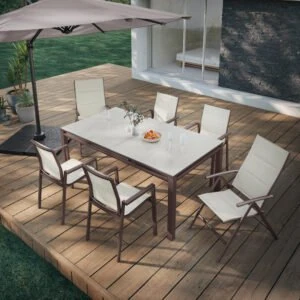 Mesa comedor Odyssea II 6/8 puestos Moka