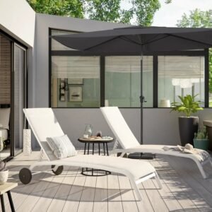 Sombrilla central Avea 300x200, gris