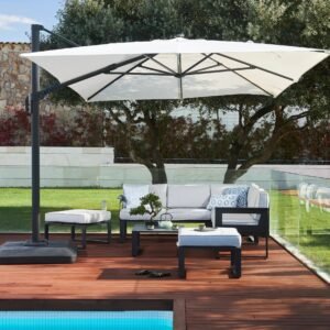 Sombrilla lateral Sonora  led 391x282, blanca