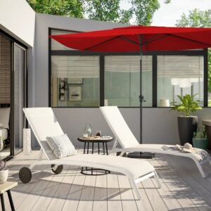 Sombrilla central Avea 300x200, rojo