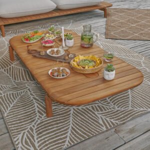 Mesa baja Naterial Aurora Premium FSC de teca fija 146x80x20