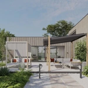 Pérgola Odyssea 380x319 Simil Madera