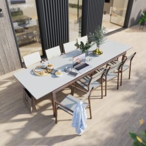 Mesa comedor aluminio y vidrio Odyssea II