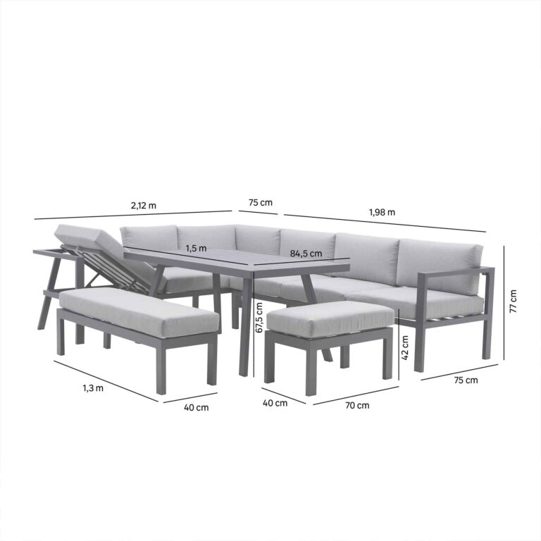 Conjunto de comedor modular de aluminio Naxos II