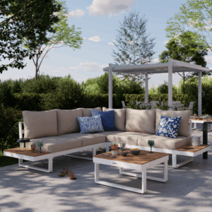 Juego de living esquinero Persea Blanco