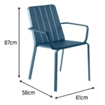 silla idaho apoyabrazos azul con medidas