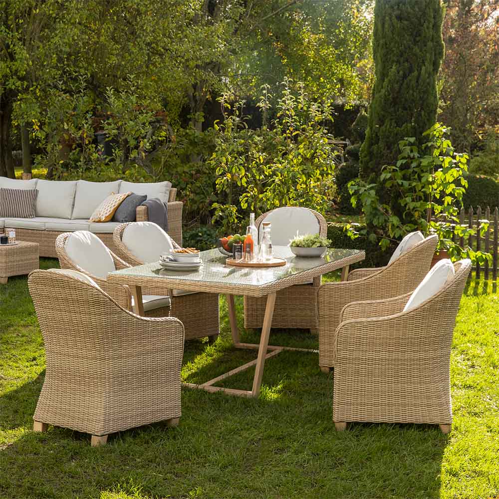 Dining table aluminium & rattan Medena - Naterial