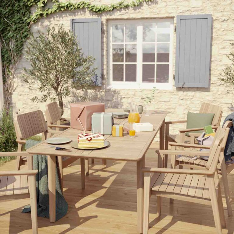 Dining table extendable acacia Atlas 8 seaters natural