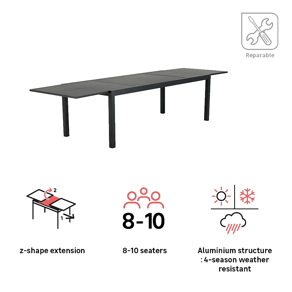 Dining table extendable aluminium Athena