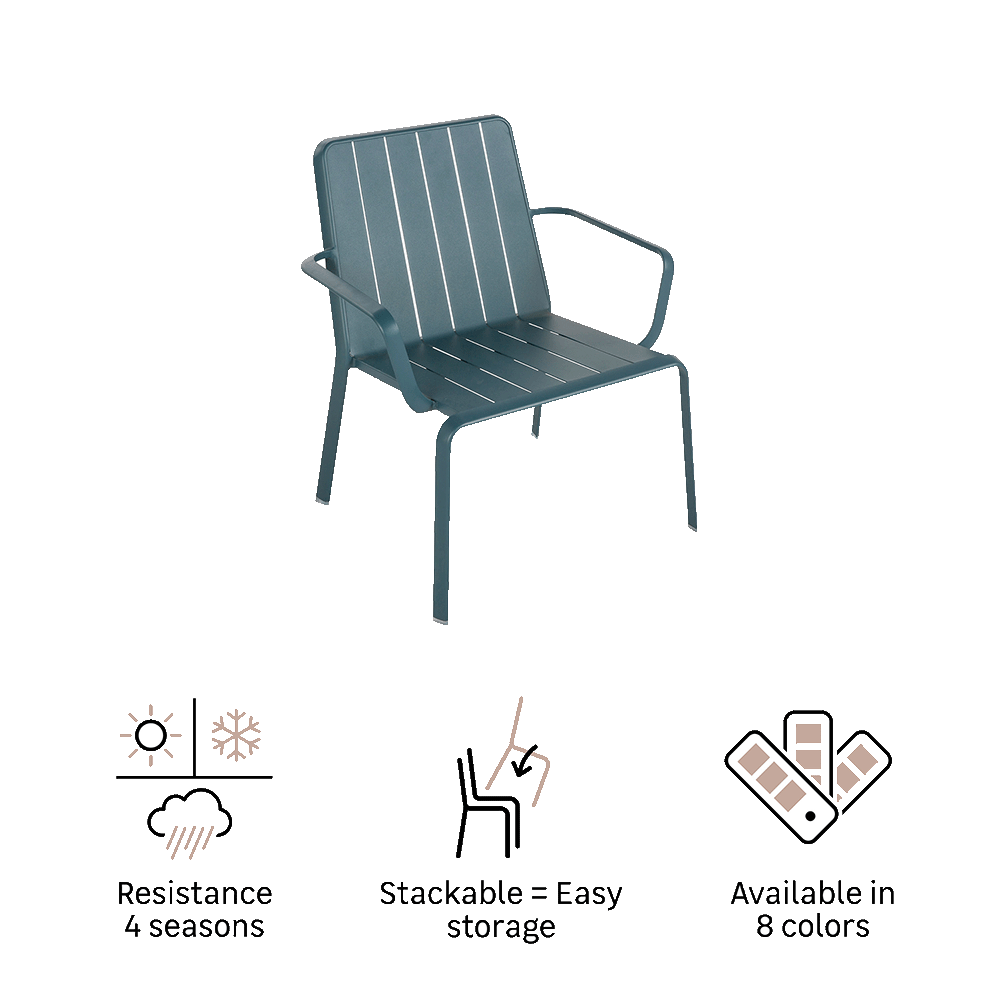 Lounge armchair aluminum Idaho blue