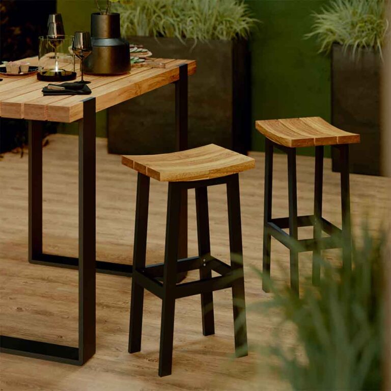 High dining table teak aluminum Bermeo High stool teak aluminium Bermeo