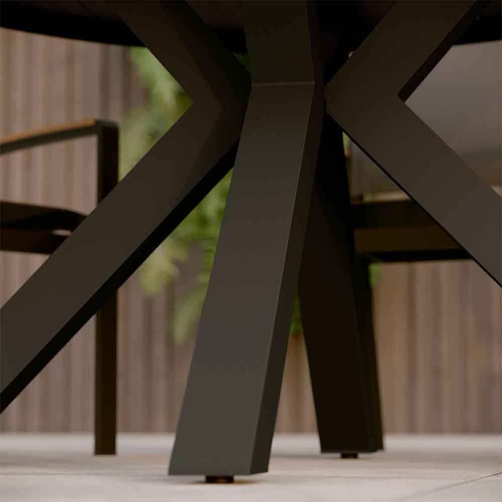 Round dining table aluminum wood effect Clara 6 seaters