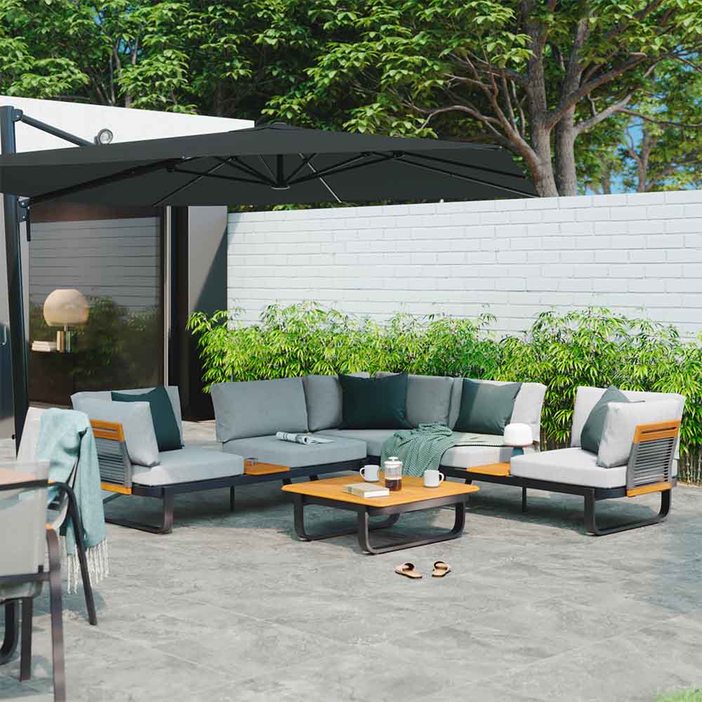 Coffee set aluminum Calypso 5 seaters grey