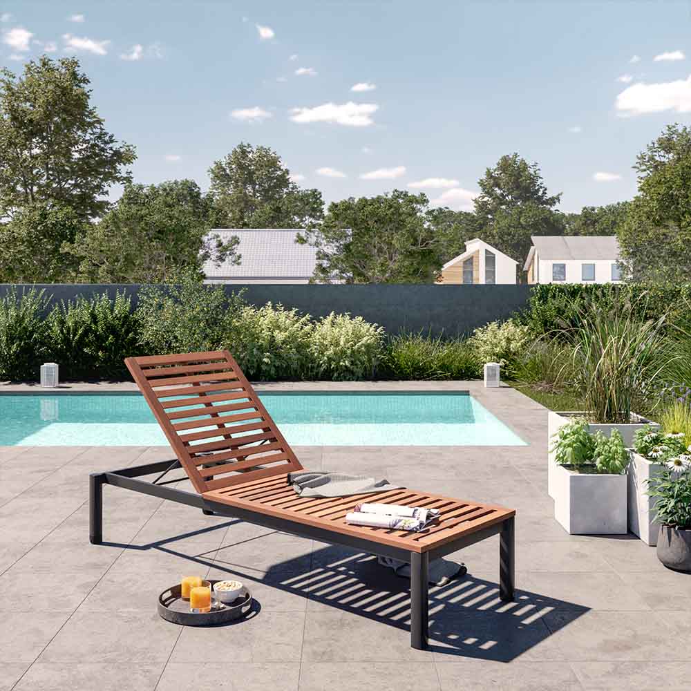 Sunbed wood aluminum Oris