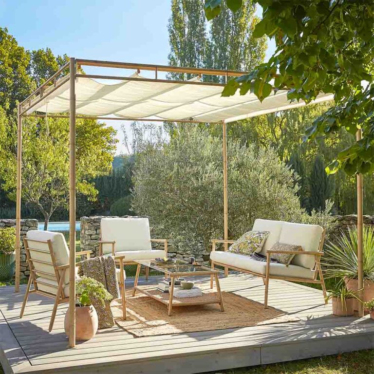 Pergola steel Bamboo wood effect